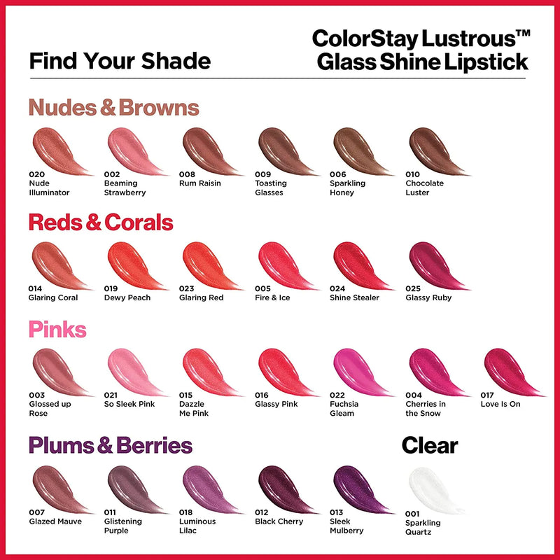 REVLON Super Lustrous Glass Shine Lipstick, Flawless Moisturizing Lip Color with Aloe, Hyaluronic Acid and Rose Quartz, Fire & Ice (005), 0.15 oz REVLON Store