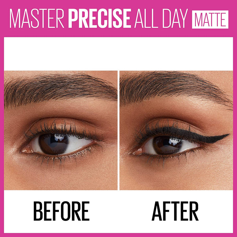 Maybelline New York Eyestudio Master Precise All Day Liquid Eyeliner Makeup, Matte Black, 0.034 Fl Oz Maybelline New York