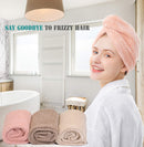 ELLEWIN Hair Towel Wrap 3 Pack, Microfiber Hair Drying Shower Turban with Buttons, Super Absorbent Quick Dry Hair Towels for Curly Long Thick Hair, Rapid Dry Head Towel Wrap for Women Anti Frizz ELLEWIN