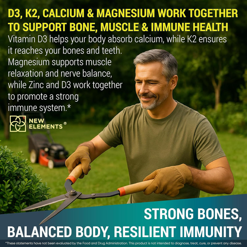 Calcium Supplements 1200mg for Women & Men with Vitamin D3 K2 + Magnesium Glycinate & Zinc | D3 10,000 IU | K2 200mcg | Magnesium 200mg | Zinc 20mg | Bone, Muscle & Immune Support - Vegan - Non-GMO Infinity Warehouse