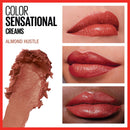 Maybelline Color Sensational Lipstick, Lip Makeup, Cream Finish, Hydrating Lipstick, Nude, Pink, Red, Plum Lip Color, Almond Hustle, 0.15 oz; (Packaging May Vary) Maybelline New York