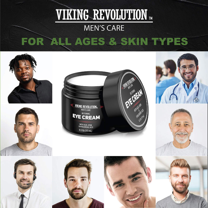 Viking Revolution Natural Eye Cream for Men - Mens Eye Cream for Anti Aging, Dark Circle Under Eye Treatment- Men's Eye Moisturizer Wrinkle Cream - Helps Reduce Puffiness, Under Eye Bags and Crowsfeet Viking Revolution