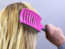 Zabolight Premium Vent Boar Bristle Hair Brush Vented Detangling Oversize Hair Brush for Thick Long Curly Hair, Curved Fast Blow Drying Brush for Women & Men (Pink) Zabolight