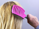 Zabolight Premium Vent Boar Bristle Hair Brush Vented Detangling Oversize Hair Brush for Thick Long Curly Hair, Curved Fast Blow Drying Brush for Women & Men (Pink) Zabolight