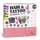 Temporary Glitter Tattoo Hair Color Dye Combo Kit for Girls, Funkidz Teens Makeup Kit Includes Hair Chalk Pens Braid Beads Supplies Stuff for Girls FUN KIDZ