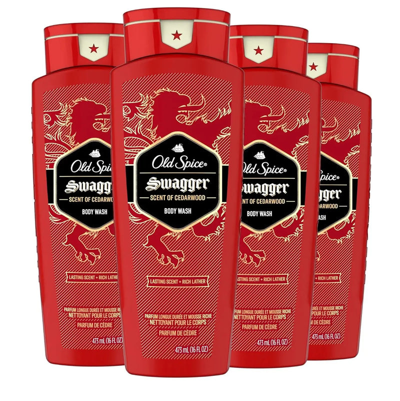 Old Spice Body Wash for Men, 24/7 Shower Fresh with Lasting Scent, Red Collection, Swagger with Cedarwood Scent, 24 fl oz (Pack of 2) Infinity Warehouse