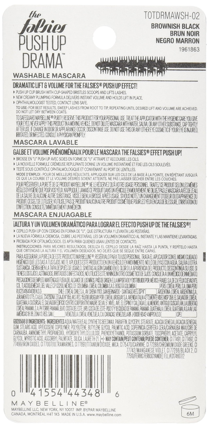 Maybelline New York The Falsies Push Up Drama Washable Mascara, Brownish Black, 0.33 fl. oz. Maybelline New York