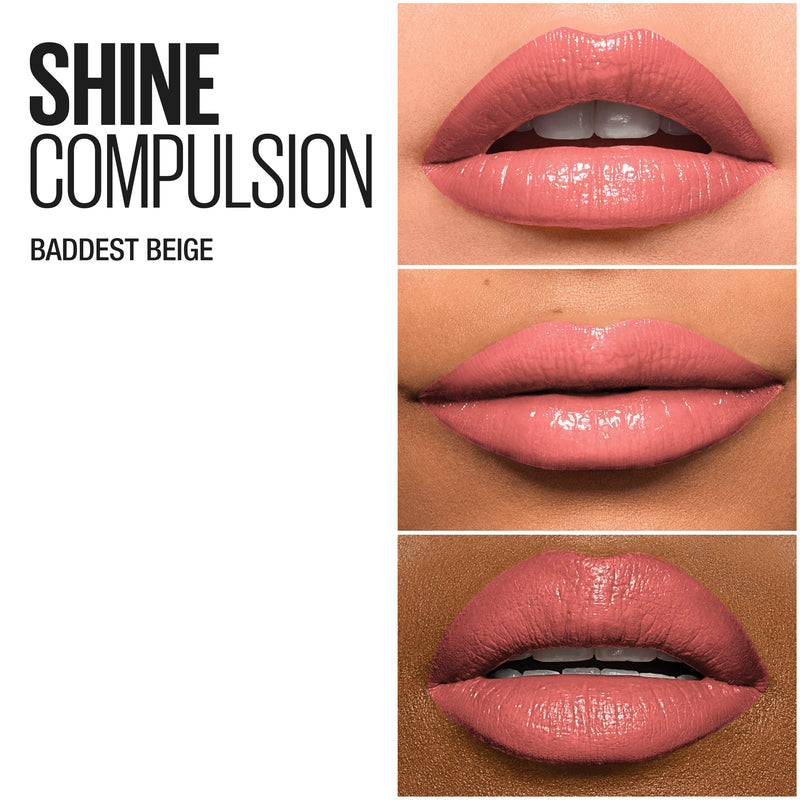 Maybelline New York Color Sensational Shine Compulsion Lipstick Makeup, Baddest Beige, 0.1 Ounce Maybelline New York