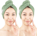American Soft Linen 100% Cotton Hair Towels for Women, Head Towel Cap, Cotton Hair Turban Towel Wrap for Long Curly Anti Frizz Hair, Soft and Absorbent Cotton Hair Towels 2 Pack, Purple-Black Infinity Warehouse