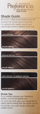 L'Oreal Paris Superior Preference Fade-Defying + Shine Permanent Hair Color, 4 Dark Brown, Pack of 1, Hair Dye L'Oreal Paris