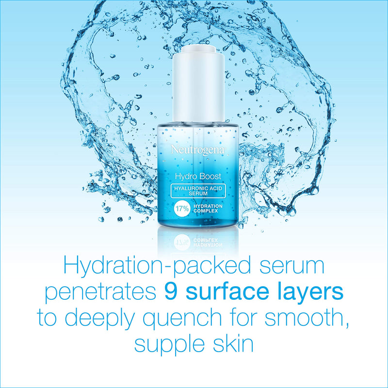 Neutrogena Hydro Boost Hyaluronic Acid Serum with 17% Hydration Complex, Lightweight Daily Hyaluronic Acid Facial Serum for Dry Skin, Oil-Free Fragrance-Free, 1 Fl Oz Neutrogena
