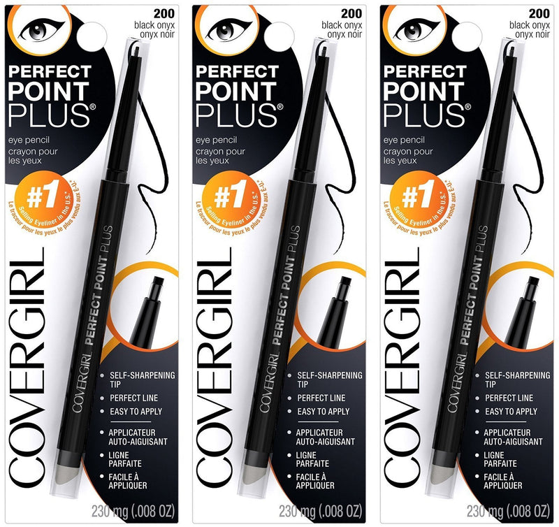 CoverGirl Perfect Point Plus Eye Pencil - 200 Black Onyx - Net Wt. .008 (230 mg) Each - Pack of 3 Eye Pencils COVERGIRL