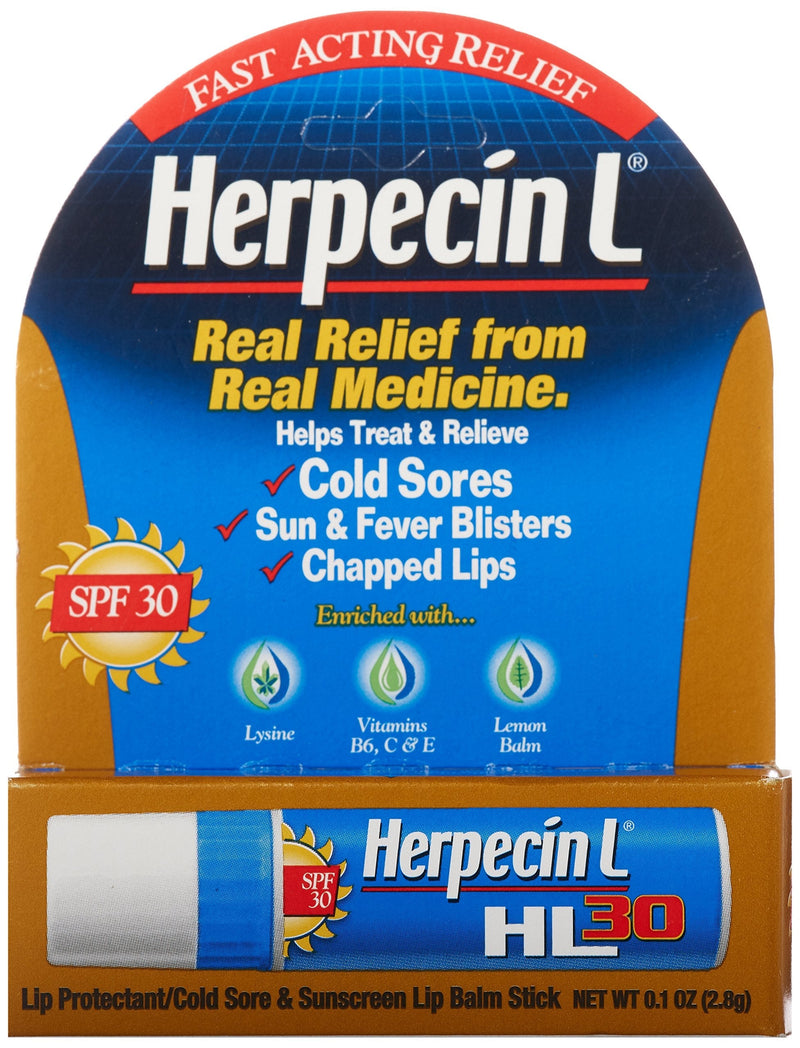 Herpecin L Lip Balm Stick, SPF 30 & Lysine, Multi, Lemon, 0.1 Oz Herpecin-L