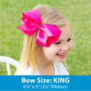 Wee Ones Girls' Medium Bow 3 Pack Set Solid Grosgrain Variety Pack on a WeeStay Clip - Delphinium, New Turquoise, and Shocking Pink Wee Ones