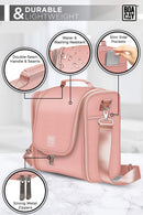Extra Large Hanging Travel Toiletry Bag for Women and Men, Hygiene Bag, Bathroom and Shower Organizer Kit with Elastic Band Holders for Toiletries, Cosmetics, Makeup, Brushes BOACAY