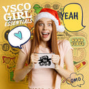 VSCO Girl Stuff - Flask Stickers, Reusable Straw & Teen Accessories Kit in a Cosmetic Bag Baby Mushroom