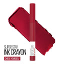 Maybelline New York SuperStay Ink Crayon Matte Long Wear & Lasting Lipstick Makeup, with Built-in Sharpener, 125 Check Yourself, 0.04 Oz Maybelline New York