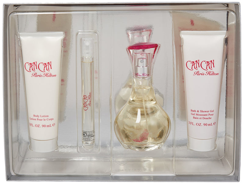 Paris Hilton Can 4 Pc. Gift Set (1 X Edp Spray 3.4 Ounce + 1 X Can Edp Spray 0.34 Ounce + 1 X Body Lotion 3 Ounce + 1 X Bath & Shower Gel 3 Ounce), 3.4 Fl Ounce Paris Hilton