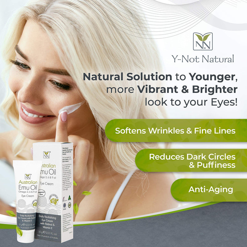 Y- Not Natural - Anti Aging Eye Cream with Australian Emu Oil, Retinol, and Vitamin E YNN Y-Not-Natural