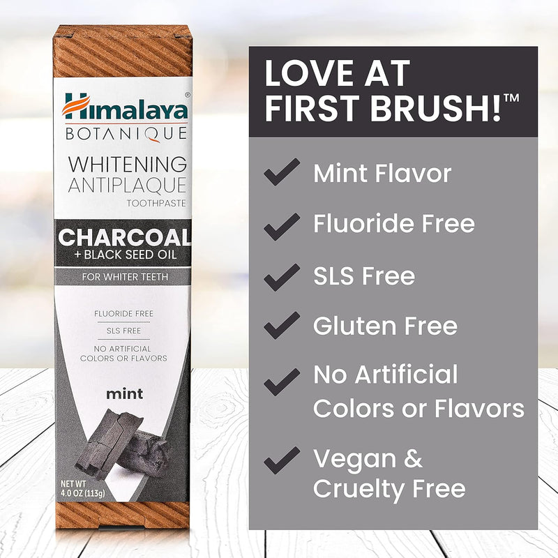 Himalaya Botanique Whitening Antiplaque Toothpaste with Charcoal + Black Seed Oil, Fluoride Free, for Whiter Teeth, 4 oz, 2 Pack… Infinity Warehouse