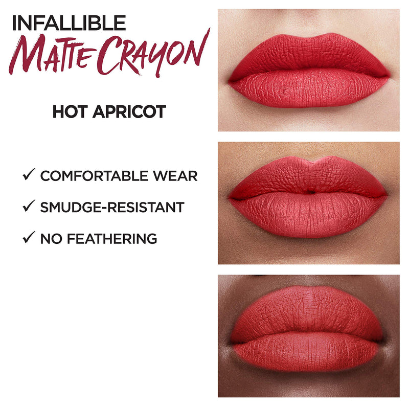 L'Oreal Paris Infallible Matte Lip Crayon, Hot Apricot (Packaging May Vary) L'Oreal Paris