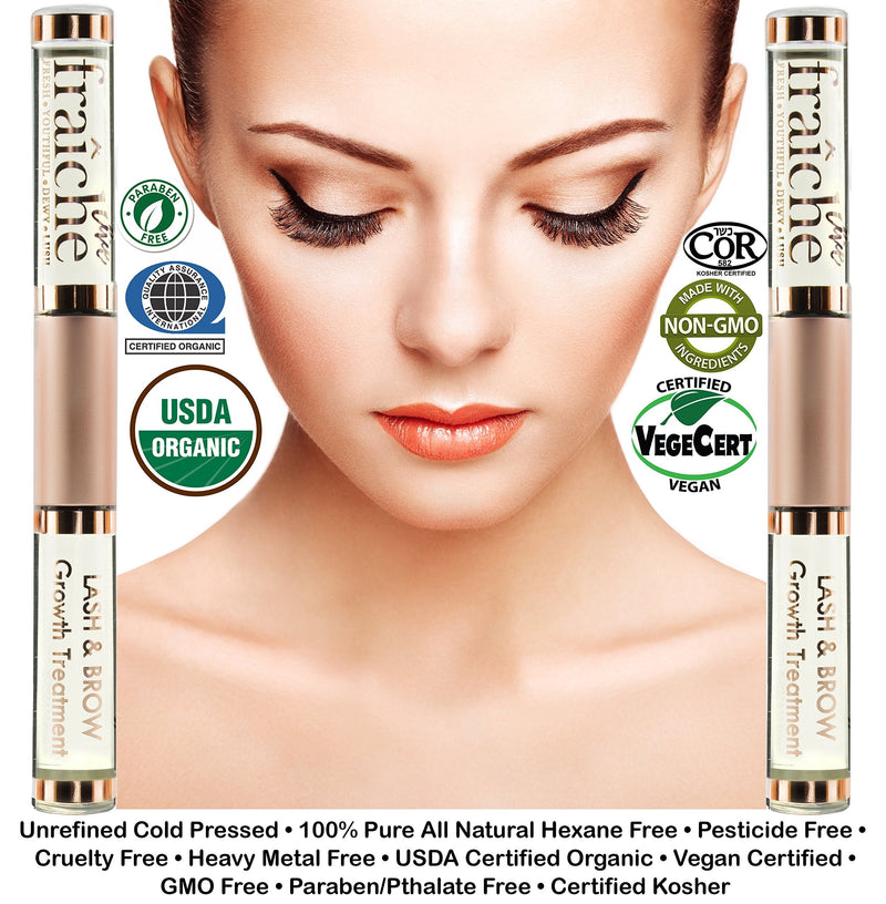 USDA Organic Castor Oil for Eyelashes and Eyebrows - All Natural Cold Pressed Castor Oil Eyelash Growth Serum with Mascara Tube - Caster Oil Eyebrow Growth Serum Eyelash Conditioner Lash Boost Serum Live Fraiche