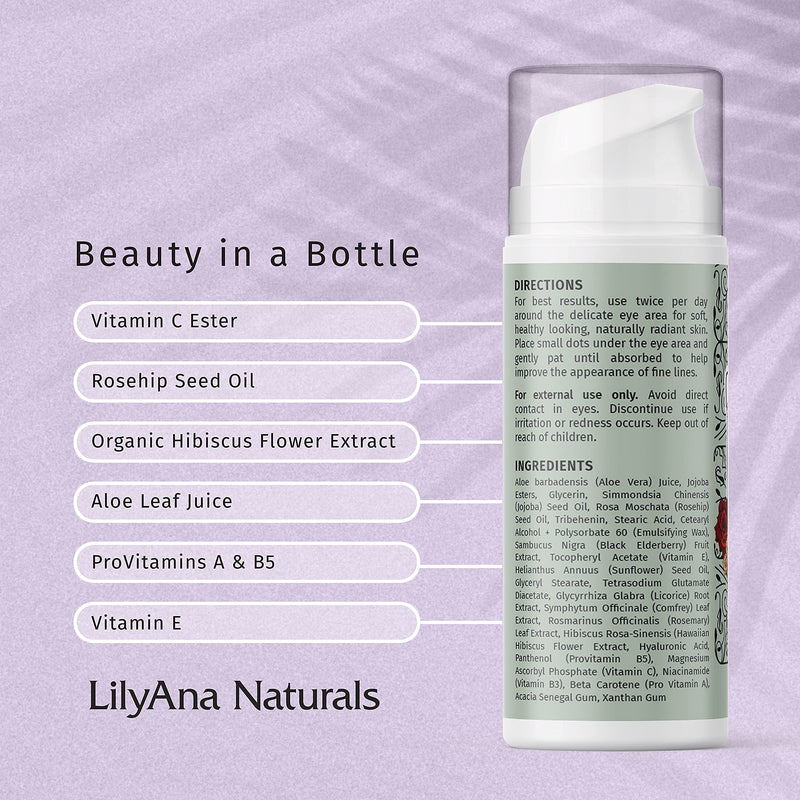 LilyAna Naturals Eye Cream - Made in USA, Eye Cream for Dark Circles and Puffiness, Under Eye Cream, Anti Aging Eye Cream - 1 oz (1-pack) LilyAna Naturals