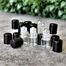 Holistic Oils Essential Oil Mini Perfume Roll On Bottles, 2ml Clear Oil Roller Bottles for Essential Oils (12 Pack), Mini Glass Empty Roll On Bottles with Black Lids and Stainless Steel Ball Insert Holistic Oils