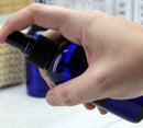 4oz Blue PLASTIC Fine Mist Spray Bottles (12-Pack w/ Black Sprayers); BPA-Free Plastic Spritzer Bottles, Labels Included; PET