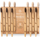 Greenzla Bamboo Toothbrushes (12 Pack) | BPA Free Soft Bristles Toothbrushes | Eco-Friendly, Natural Bamboo Toothbrush | Biodegradable, Compostable & Organic Charcoal Wooden Toothbrushes GREENZLA