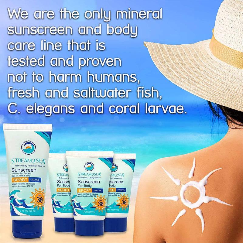 Stream2Sea SPF 30 Mineral Sunscreen & Squalane Oil for for Moisturized Skin and Hair -Boosts Collagen with Vitamin E - Natural Protection & Hydration for Skin - Reef Safe and Paraben Free STREAM 2 SEA
