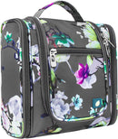 PAVILIA Hanging Travel Toiletry Bag for Women Men | Bathroom Toiletry Organizer Kit for Cosmetics Makeup | Dopp Kit Hygiene Bag for Shaving Shower (Floral Grey) PAVILIA