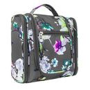 PAVILIA Hanging Toiletry Bag for Women Men, Travel Toiletry Bag Organizer for Toiletries, Cosmetics, Makeup Bag with Mesh, Water Resistant Pockets (Floral Grey) PAVILIA