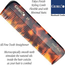 Giorgio G27 Handmade All Fine Tooth Pocket Comb, Hair Comb Straightener for Everyday Grooming Styling Hair, Mustache and Beard for Men Women and Kids, Use Dry or with Balms, Saw Cut and Polished GIORGIO