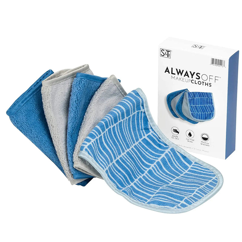 S&T INC. Always Off Reusable Makeup Remover cloths, 6” X 12”, Solid and Print, 5 Pack S&T INC. Store