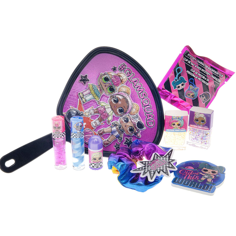 L.O.L Surprise! Townley Girl backpack Cosmetic makeup Set 10 Pieces, Including Lip Gloss, Nail Polish, Scrunchy, Mirror and Surprise Keychain, Ages 5+ for School Parties, Sleepovers and Makeovers Townley Girl