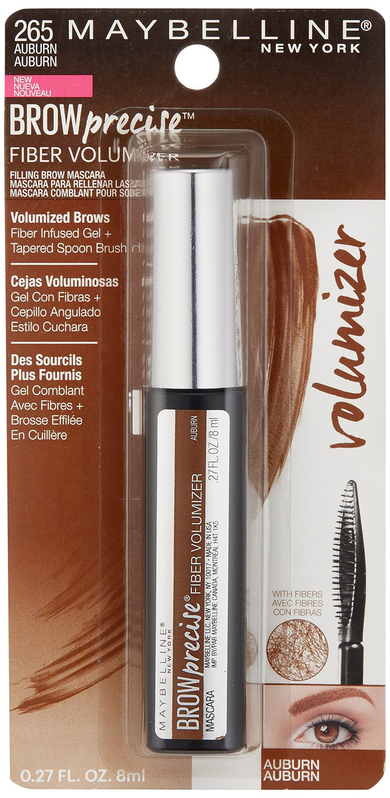 Maybelline Brow Precise Fiber Volumizer Eyebrow Mascara, Auburn, 0.27 fl. oz. Maybelline New York