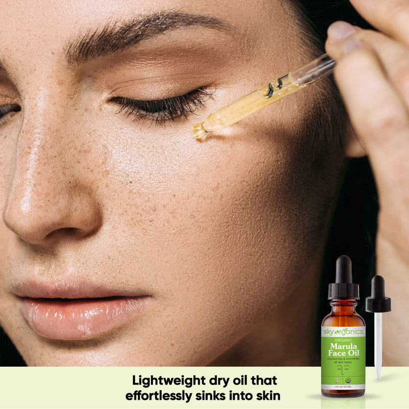 Organic Marula Oil by Sky Organics (1 oz) Cold-pressed USDA Organic 100% Pure Unrefined Marula Oil for Skin and Hair Natural Marula Face Oil Moisturizing Beauty Oil for All Skin Types Sky Organics