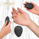 Konjac Sponge for Face - All Natural and Reusable - Konjac Facial Sponge with Activated Bamboo Charcoal - Gentle Exfoliating and Cleaning for All Skin Types - Biodegradable - Black By MILLY