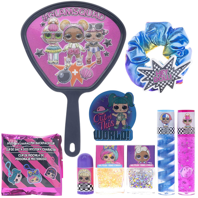 L.O.L Surprise! Townley Girl backpack Cosmetic makeup Set 10 Pieces, Including Lip Gloss, Nail Polish, Scrunchy, Mirror and Surprise Keychain, Ages 5+ for School Parties, Sleepovers and Makeovers Townley Girl