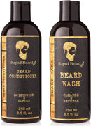 Beard Shampoo and Beard Conditioner Wash & Growth kit for Men Care - Softener & Moisturizer for Hydrating, Cleansing and Refreshing Beard and Mustache Facial Hair Gift Set (250ml / 8.5 fl oz) Rapid Beard