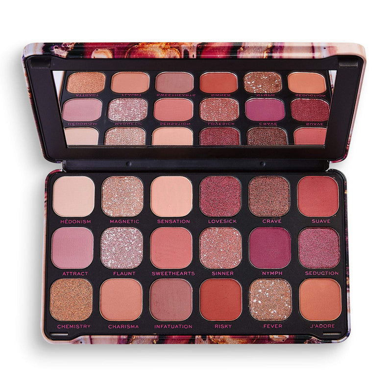 Makeup Revolution Forever Flawless Eyeshadow Palette, Allure, Matte & Shimmer Hues, 18 Pigment-Rich Shades, Vegan & Cruelty-Free, 0.52 Oz Makeup Revolution