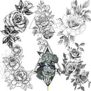 6 Sheets FANRUI Sexy Large Geometric Flowers Temporary Tattoos For Women Girls Triangle Rose Painting Big Peony Tatoos Paper Waterproof Arm Back Legs Camellia Floral Fake Tattoo Sticker Realistic FANRUI
