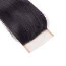 Amella Hair Brazilian Virgin Hair Straight 3 Bundles with Closure 4x4 Free Part Human Hair Bundles with Closure Natural Black Color(16" 18" 20"+16"Closure) Amella Store