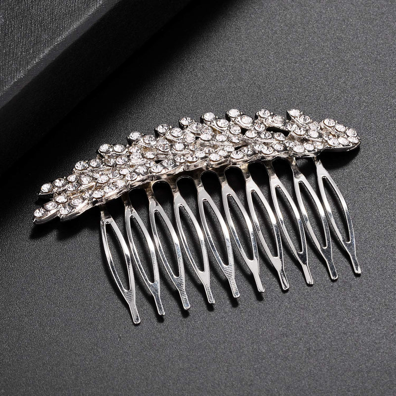 Lux Accessories Pave Crystal Leaf Branch Bridal Bride Bridesmaid Hair Comb LUX ACCESSORIES