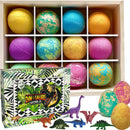 Bath Bombs for Kids with Toys Inside - Set of 12 Colorful Egg Bath Fizzies with Dinosaur Surprise. Gentle and Kids Safe Spa Bath Fizz Balls Kit. Birthday or Easter Gift for Girls and Boys Mineral Me California