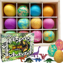 Bath Bombs for Kids with Toys Inside - Set of 12 Colorful Egg Bath Fizzies with Dinosaur Surprise. Gentle and Kids Safe Spa Bath Fizz Balls Kit. Birthday or Easter Gift for Girls and Boys Mineral Me California