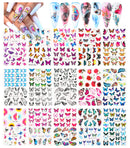 Le Fu Li 30 Sheets Butterfly Nail Art Stickers Nail Art Water Transfer Sticker with Butterfly Flower Patterns Manicure Tips，Nail Tips DIY Toenails Nail Art Decorations Accessories Decals Le Fu Li