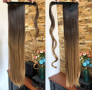 DevaLook 22" Long One Piece Straight Clip in Wrap around Ombre Ponytail Hairpieces (22" Straight-Dark brown to dark blonde) DevaLook Hair Extension