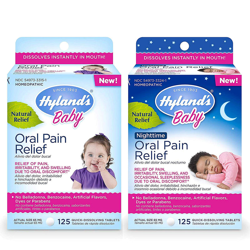 Hyland's Baby Day & Night Oral Pain Relief Tablets Bundle with Chamomilla, Soothing Natural Relief of Oral Discomfort, Irritability, and Swelling, 250 Count Hyland's